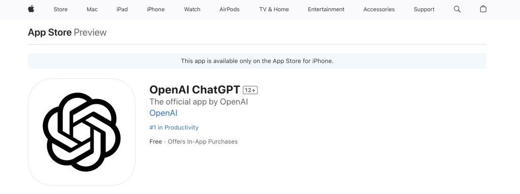 ChatGPT官宣上线app store