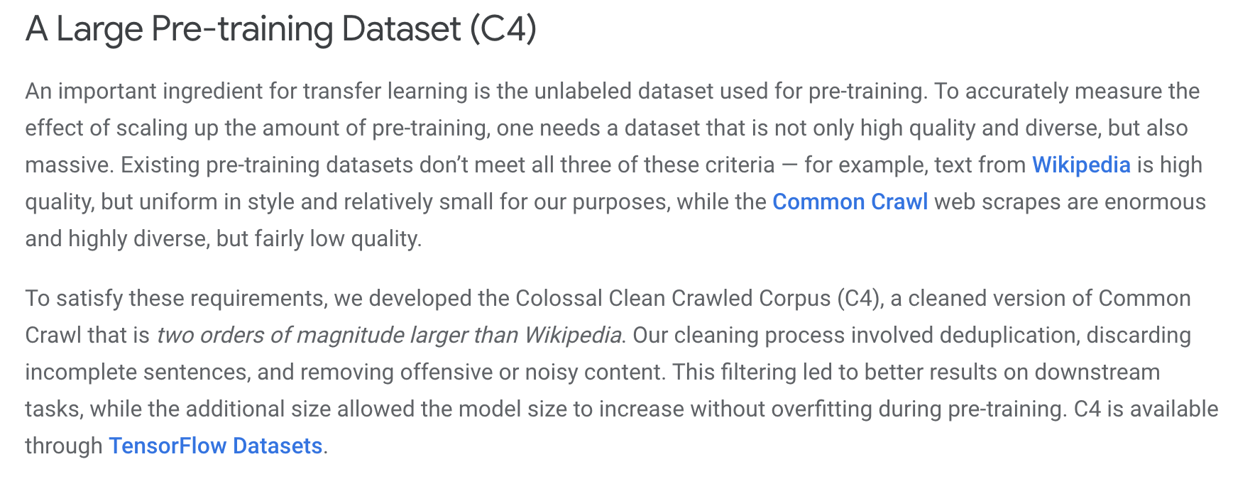 Google c4 dataset